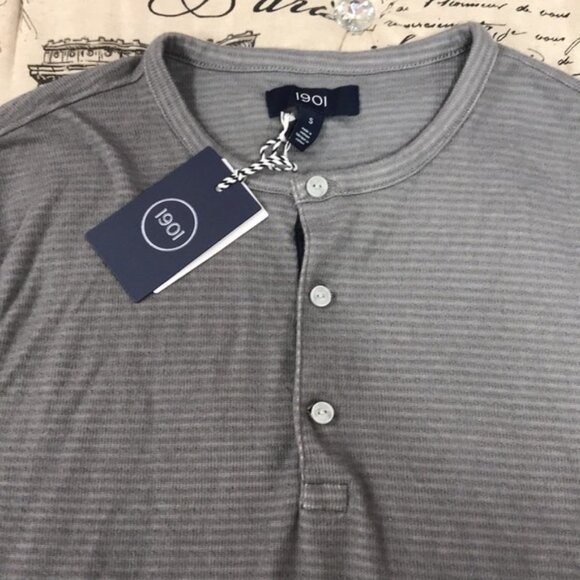 1901 Men's Stripe Long Sleeve Henley - Picture 3 of 3